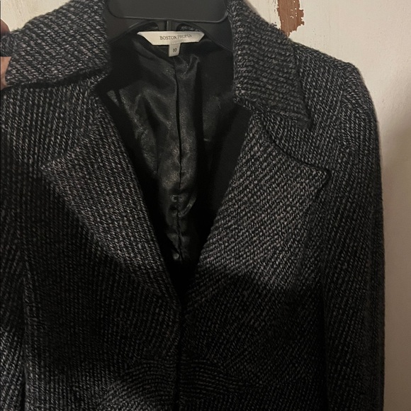 Boston Proper Black and White tweed 30% wool fit and flair coat - Size 10 EUC - Picture 5 of 7
